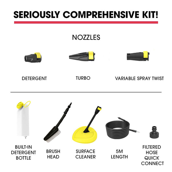 Rx535 Electric High Pressure Washer 2600Psi Nozzles Brush Head Deck Cleaner Detergent Bottle Pressure Washers