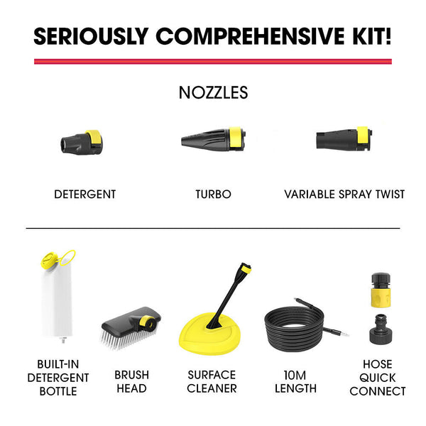 Rx540 Electric High Pressure Washer 2800Psi Nozzles Brush Head Deck Cleaner Detergent Bottle 10M Hose Pressure Washers