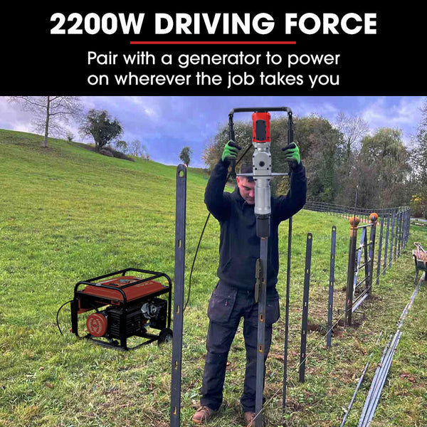 Baumr Ag Hp360e 2200W Electric Post Driver With Piling Socket Sleeves Post Drivers