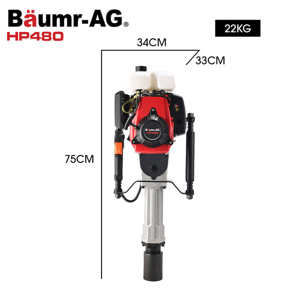 Baumr Ag Hp480 55Cc Stroke Petrol Post Driver With 2 Piling Socket Sleeves Post Drivers