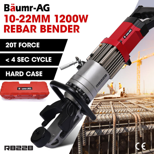 Baumr Ag 10 22Mm 1200W Heavy Duty Electric Hydraulic Rebar Bender Carry Case Drain Cleaning Tools