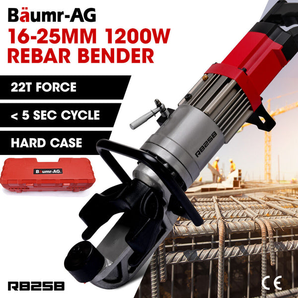 Baumr Ag 16 25Mm 1200W Heavy Duty Electric Hydraulic Rebar Bender Carry Case Drain Cleaning Tools