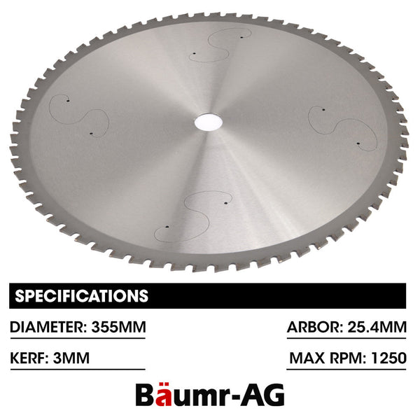 Baumr Ag 355Mm Premium Ceramic Alloy Tooth Blade Low Spark Cold Cut For Metal Off Saw Concrete Saws