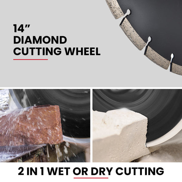 Baumr Ag 3500W 350Mm/14" Electric Concrete Demolition Cut Off Saw Wet And Dry Cutting Diamond Blade Vacuum Port 15A Plug Other Tools