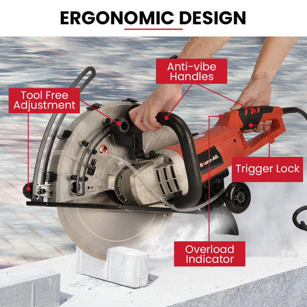 Baumr Ag 3500W 350Mm/14" Electric Concrete Demolition Cut Off Saw Wet And Dry Cutting Diamond Blade Vacuum Port 15A Plug Other Tools