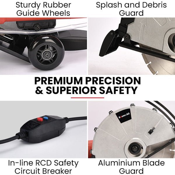 Baumr Ag 3500W 350Mm/14" Electric Concrete Demolition Cut Off Saw Wet And Dry Cutting Diamond Blade Vacuum Port 15A Plug Other Tools