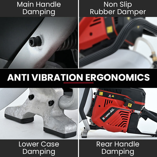 Baumr Ag 400Mm Professional Concrete Demolition Saw 94Cc 2 Stroke Wet And Dry Cutting 16" Diamond Blade Anti Vibration System Concrete Saws