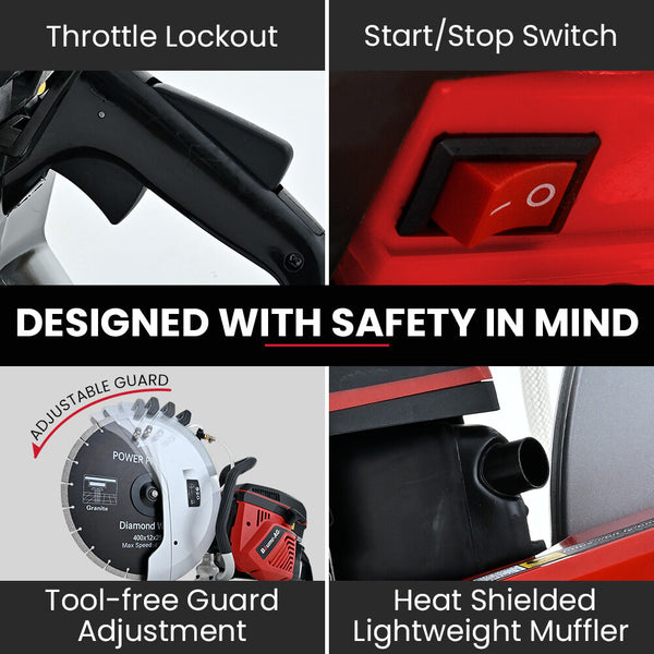 Baumr Ag 400Mm Professional Concrete Demolition Saw 94Cc 2 Stroke Wet And Dry Cutting 16" Diamond Blade Anti Vibration System Concrete Saws