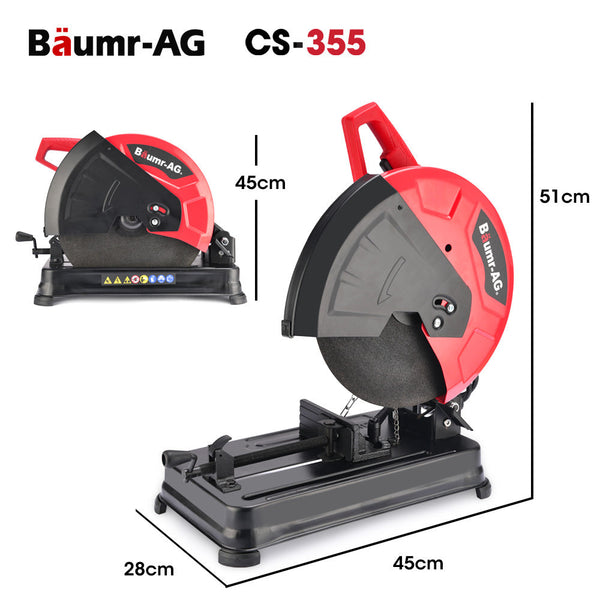 Baumr Ag 2400W 355Mm 14" Metal Cut Off Cold Saw Soft Start 45 Degree Mitre Chop Concrete Saws