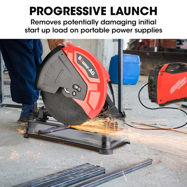 Baumr Ag 2400W 355Mm 14" Metal Cut Off Cold Saw Soft Start 45 Degree Mitre Chop Concrete Saws