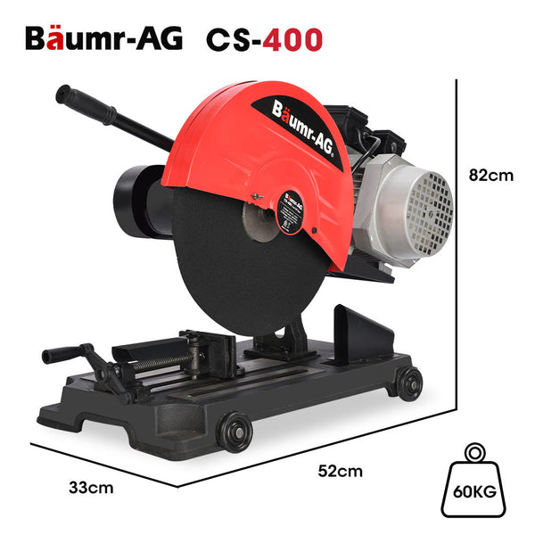 Baumr Ag 2400W 400Mm 16" Metal Cut Off Cold Saw Commercial Grade Brushless Motor Soft Start 45 Degree Mitre Chop Concrete Saws