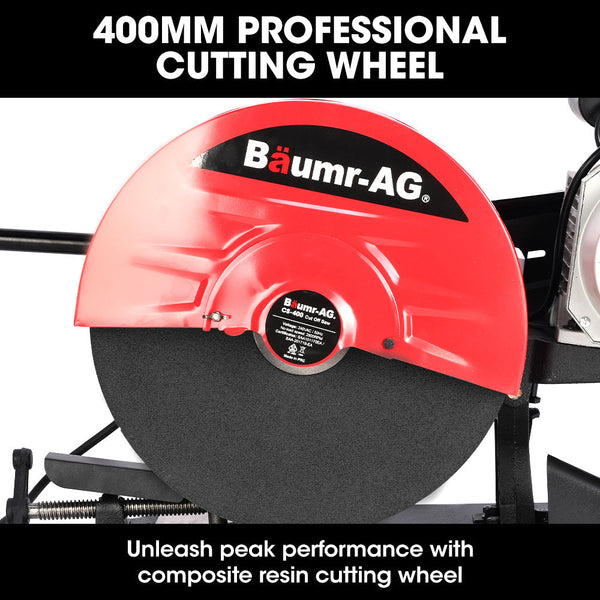 Baumr Ag 2400W 400Mm 16" Metal Cut Off Cold Saw Commercial Grade Brushless Motor Soft Start 45 Degree Mitre Chop Concrete Saws