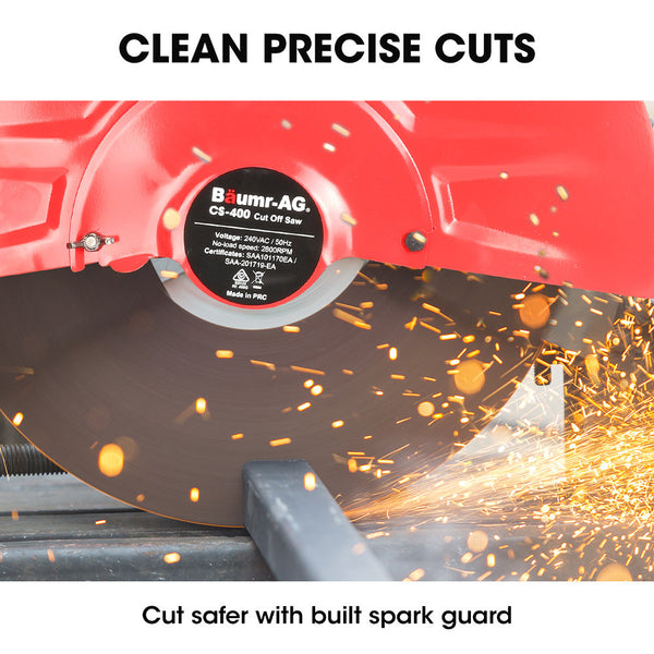 Baumr Ag 2400W 400Mm 16" Metal Cut Off Cold Saw Commercial Grade Brushless Motor Soft Start 45 Degree Mitre Chop Concrete Saws