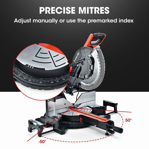 Baumr Ag 305Mm Dual Bevel Sliding Compound Mitre Drop Saw And Adjustable Stand Combo Saws