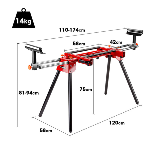 Baumr Ag 305Mm Dual Bevel Sliding Compound Mitre Drop Saw And Adjustable Stand Combo Saws