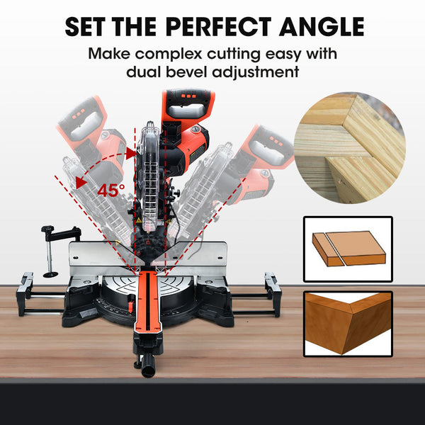 Baumr Ag 305Mm Dual Bevel Sliding Compound Mitre Drop Saw And Adjustable Stand Combo Saws