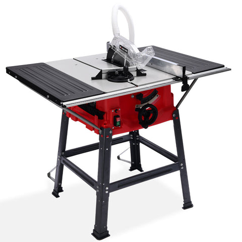 Baumr Ag 2000W 255Mm 10" Compound Table Saw With Stand Expandable Worktop Vacuum Port 45 Degree Bevel +/ Mitre Anti Tip Table Saws
