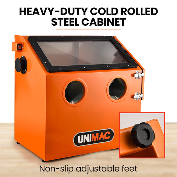 110L Benchtop Sandblasting Cabinet With Gun Set Hose Led Light Sanders