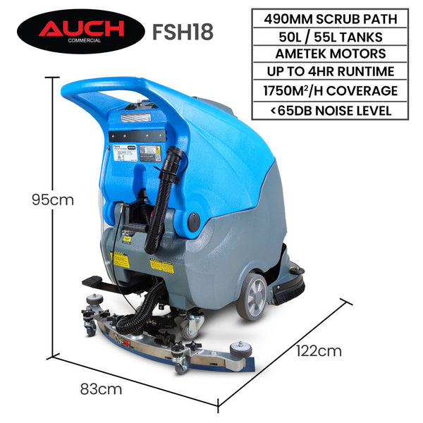Auch Fsh18 Floor Scrubber & Dryer 490Mm Battery Powered Walk Behind Multi Purpose Commercial Grade Machine Mops Brooms & Scrubbers