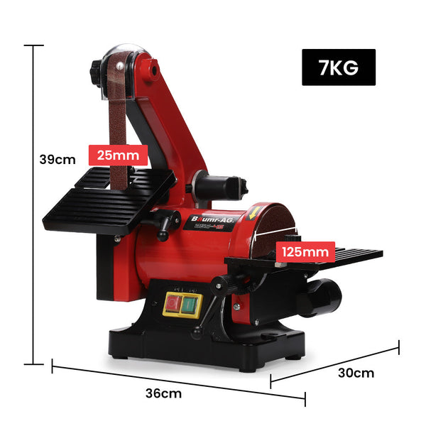 Baumr Ag Bench Vertical Belt And Disc Sander Combo 25Mm Linisher 125Mm Sanding Brushless Motor Dust Collection Ports Sanders