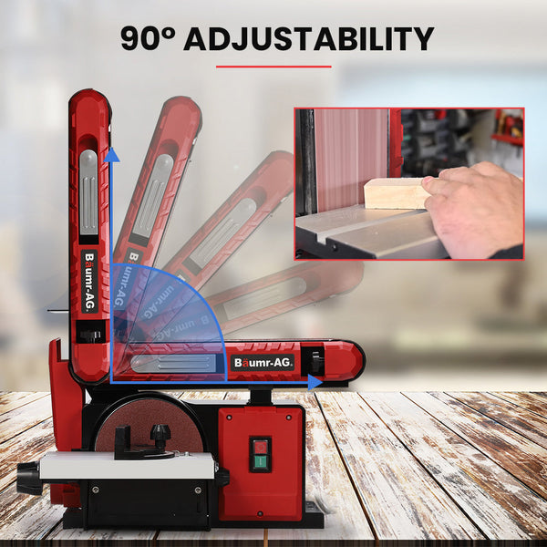 Baumr Ag Bench Belt And Disc Sander Combo 100Mm Linisher + 150Mm S1 Rated 400W Brushless Motor Horizontal & Vertical Sanding Sanders