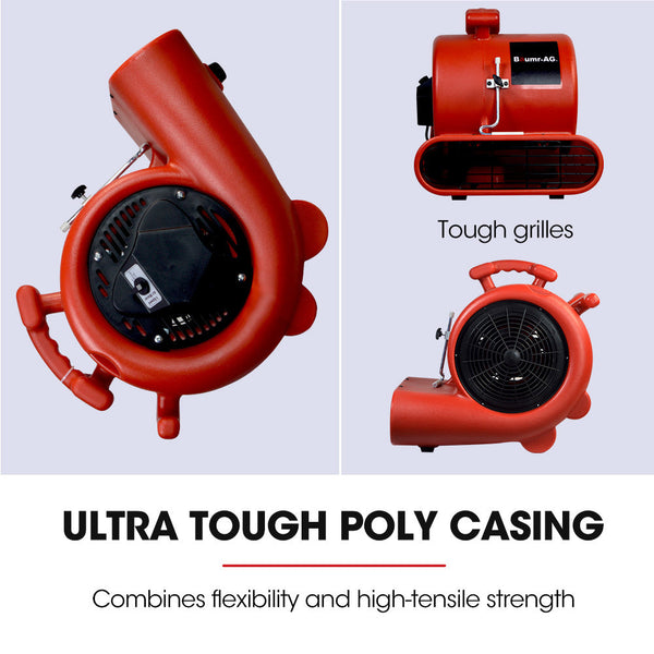 Baumr Ag 3 Speed Carpet Dryer Air Mover Blower Fan 1300Cfm Sealed Copper Motor Poly Housing Blowers Air Movers & Dryers