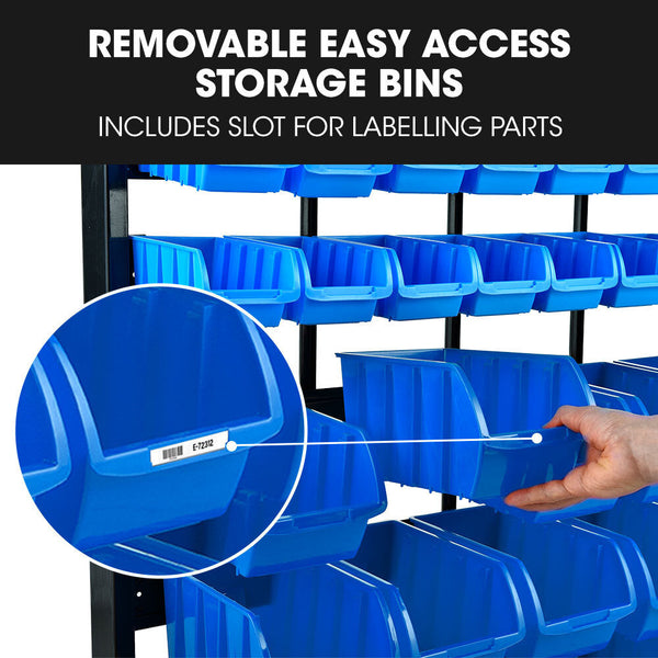 Baumr Ag 39 Parts Bin Rack Storage System Floor Mount Blue Tool Boxes