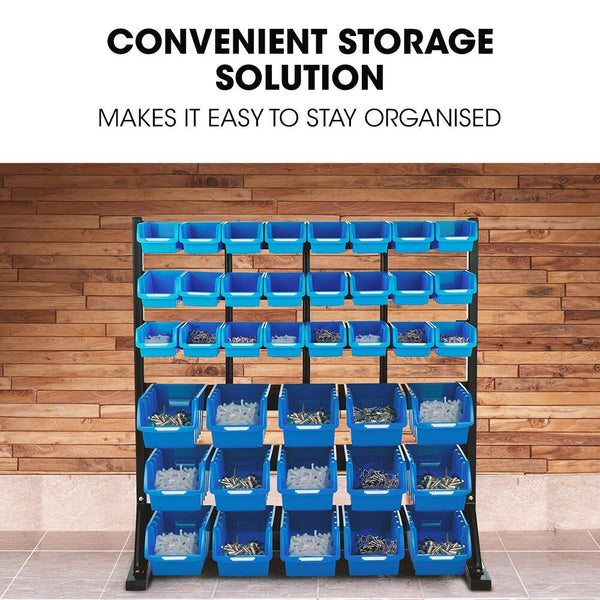 Baumr Ag 39 Parts Bin Rack Storage System Floor Mount Blue Tool Boxes