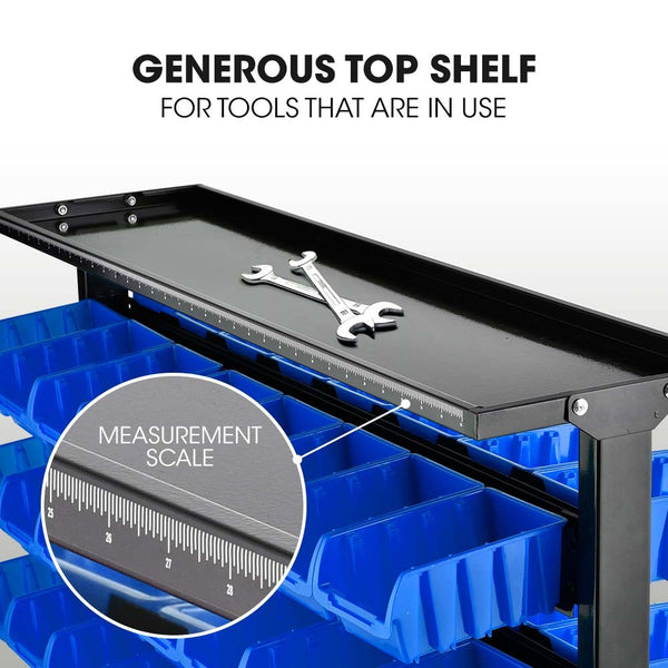 Baumr Ag 94 Parts Bin Rack Storage System Mobile Double Sided Blue Tool Boxes
