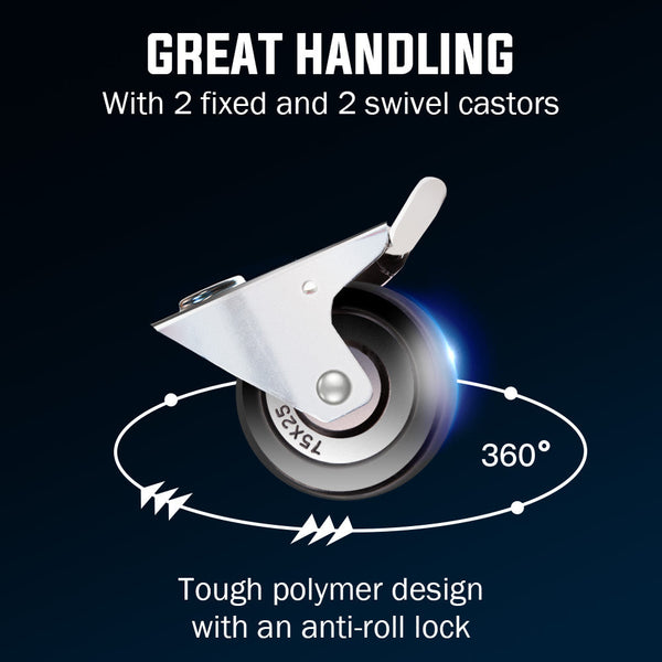 Bullet 3 Tier Steel Tool Trolley Cart With Pegboard For Workshop Mechanic Blue Tool & Equipment Trolleys