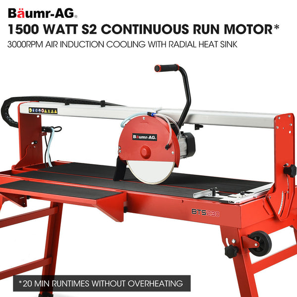 Baumr Ag 1500W Electric Tile Saw Cutter With 300Mm (12") Blade 920Mm Cutting Length Side Extension Table Table Saws