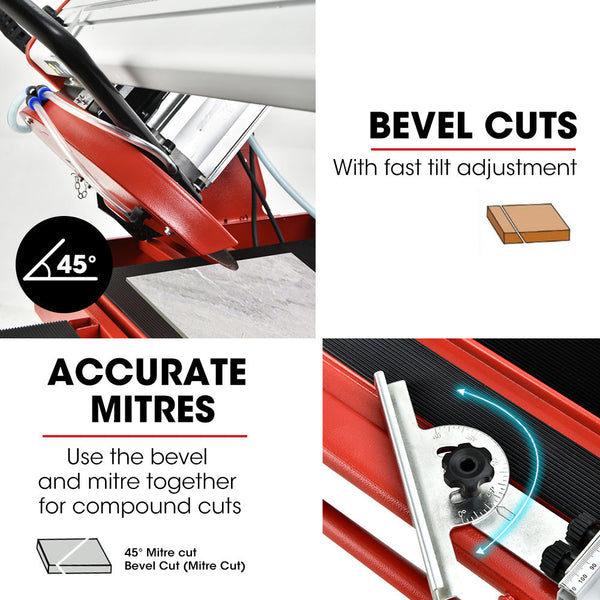 Baumr Ag 1500W Electric Tile Saw Cutter With 300Mm (12") Blade 920Mm Cutting Length Side Extension Table Table Saws
