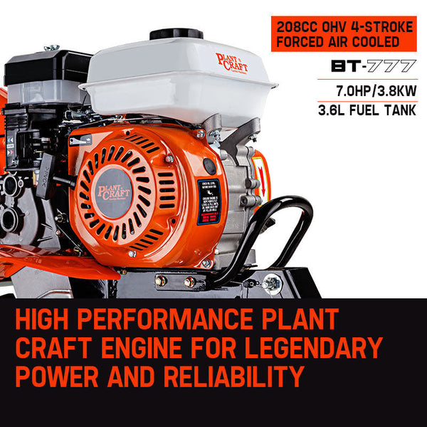 Plantcraft 7.0Hp Cultivator Tiller Plough Self Propelled Rotary Rototiller Hoes & Cultivators