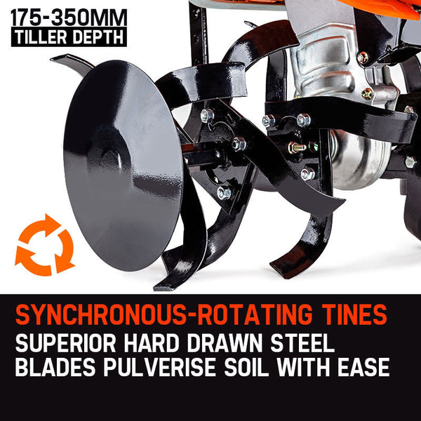 Plantcraft 7.0Hp Cultivator Tiller Plough Self Propelled Rotary Rototiller Hoes & Cultivators