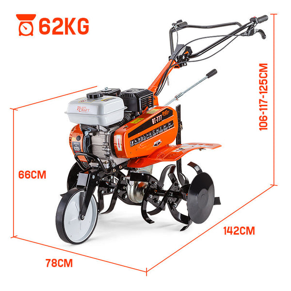 Plantcraft 7.0Hp Cultivator Tiller Plough Self Propelled Rotary Rototiller Hoes & Cultivators