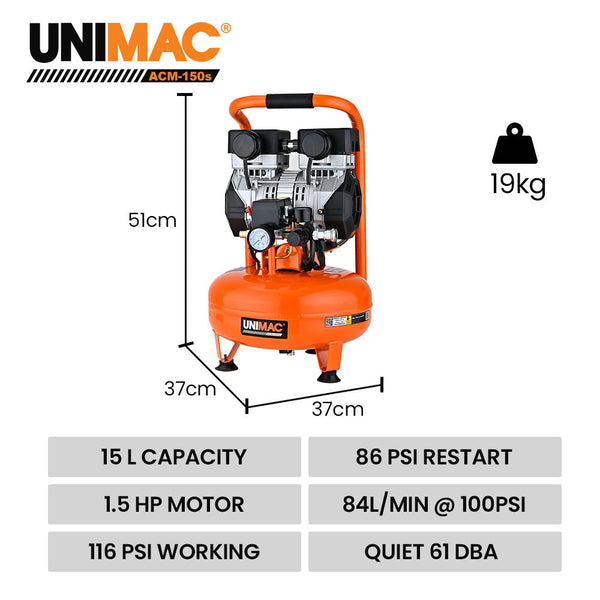 15L Pancake Air Compressor 116Psi Portable Silent Oil Free Electric For Airtools Tyre Inflation Air Compressors