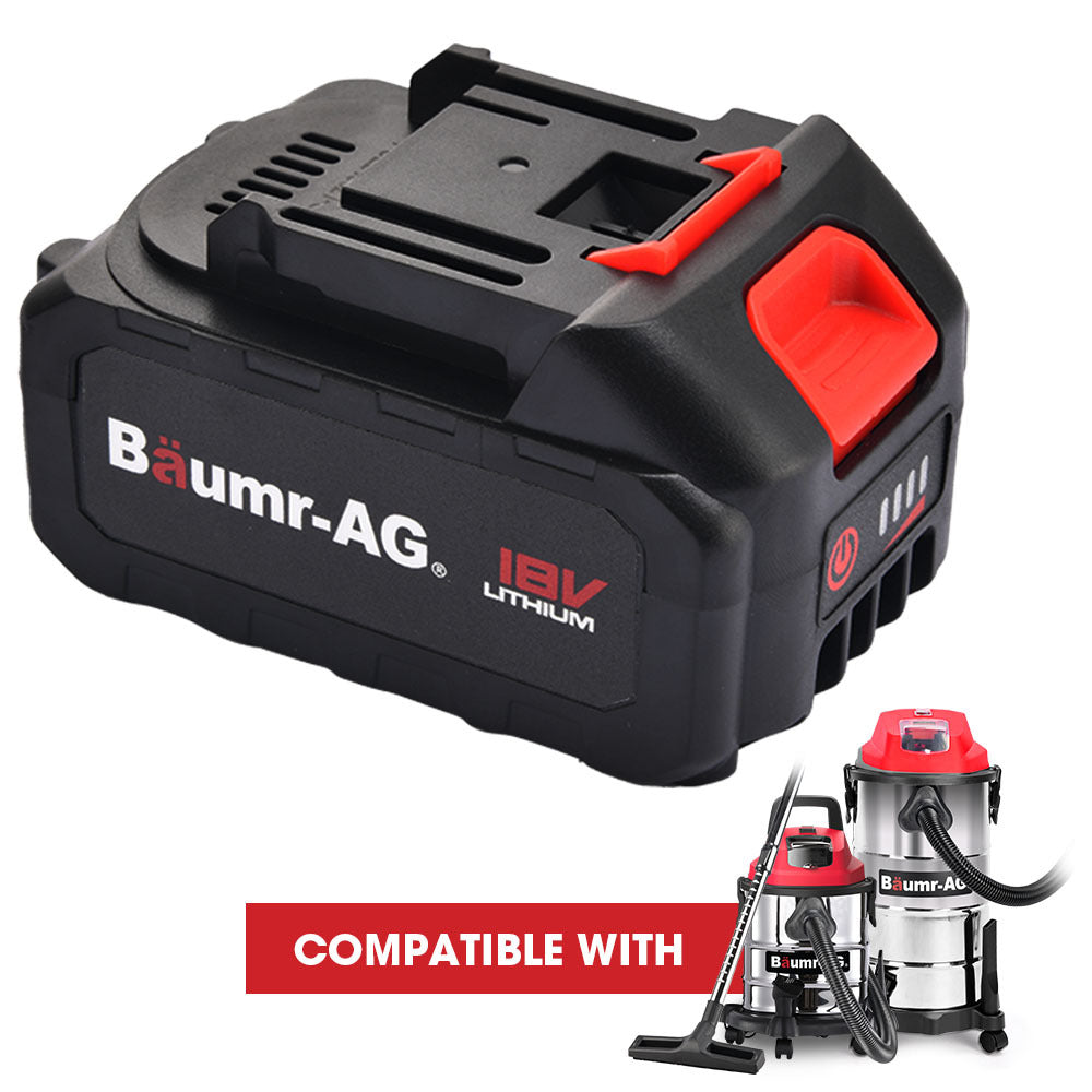 Baumr Ag 18V 4Ah Lithium Ion Battery For Cordless Wet & Dry Vacuums Single Use Batteries
