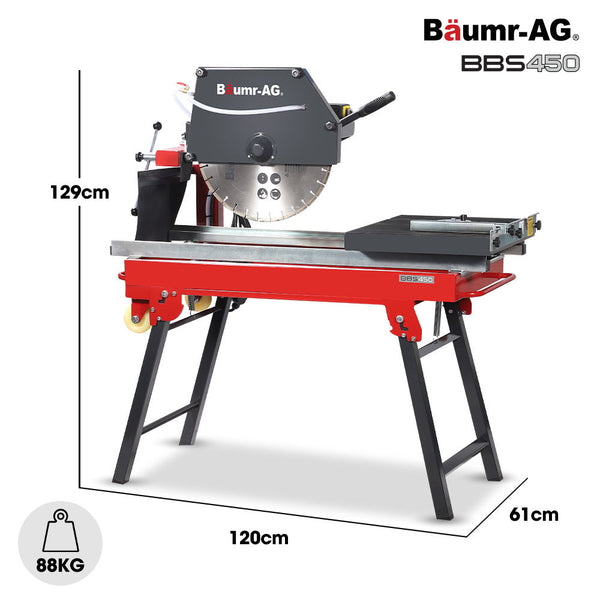 Baumr Ag 2200W 450Mm 18" Brick And Masonry Table Saw Electric Tile Concrete Cutting With Stand Table Saws