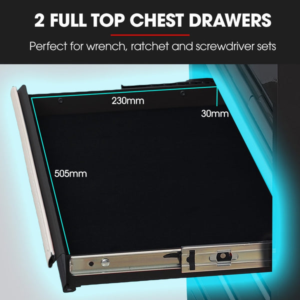 Bullet Pro 8 Drawer Tool Box Chest Cabinet Storage With 2 Door Toolbox Garage Organiser Set Black Tool Cabinets & Cupboards