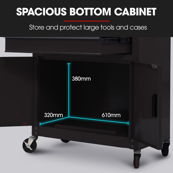 Bullet Pro 8 Drawer Tool Box Chest Cabinet Storage With 2 Door Toolbox Garage Organiser Set Black Tool Cabinets & Cupboards