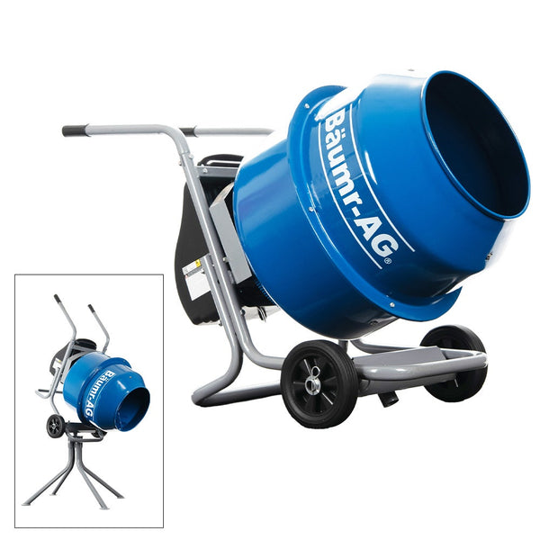 Baumr Ag 140L Portable Cement Concrete Mixer With Pedestal Stand 550W Electric Motor 10 Inch Solid Rubber Wheels Cement Mixers