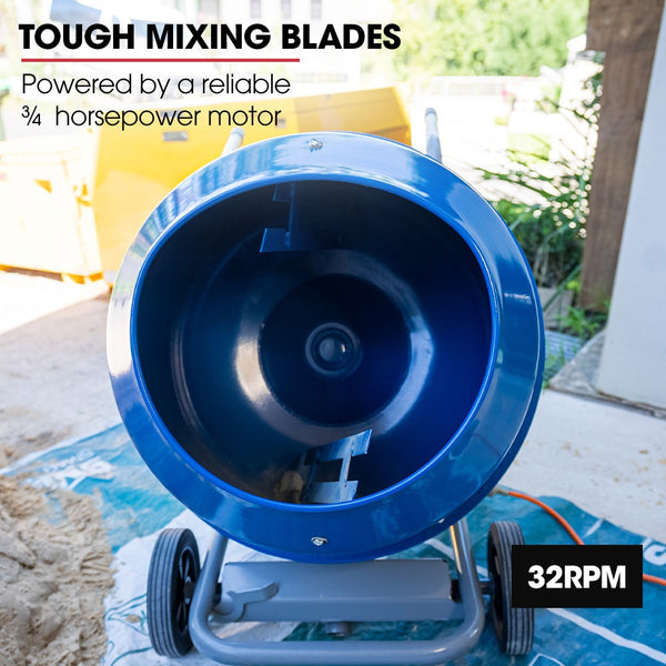 Baumr Ag 140L Portable Cement Concrete Mixer With Pedestal Stand 550W Electric Motor 10 Inch Solid Rubber Wheels Cement Mixers