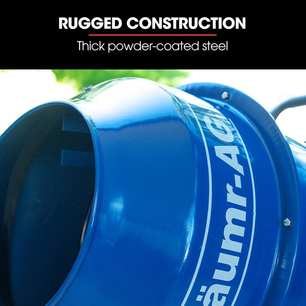 Baumr Ag 140L Portable Cement Concrete Mixer With Pedestal Stand 550W Electric Motor 10 Inch Solid Rubber Wheels Cement Mixers