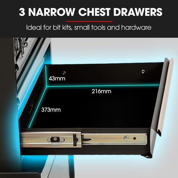 Bullet Pro 3 Drawer Tool Box Cabinet Trolley Storage With 1 Door Toolbox Garage Organiser Set Black Tool Boxes