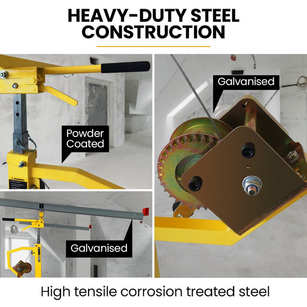 Drywall & Panel Lifter 1200 X 3600 68Kg Max Gyprock Sheet Galvanised No Mark Locking Castors Drywall Tools