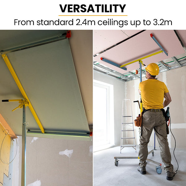 Drywall & Panel Lifter 1200 X 3600 68Kg Max Gyprock Sheet Galvanised No Mark Locking Castors Drywall Tools