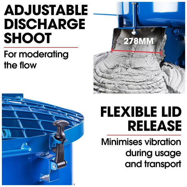 Baumr Ag 120L Forced Action Pan Mixer 1500W Electric Direct Drive Motor Heavy Duty Frame Mortar Screed Resin Cement 10 Inch Solid Rubber Wheels Cement