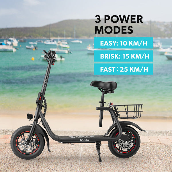 Valk Electric Scooter With Seat Disc Brakes 12" Tyres Motorised Escooter For Adults Teens Commuter Accessories Parts