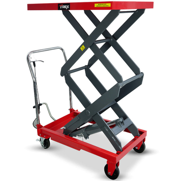 T Rex 300Kg Hydraulic High Lift Double Scissor Trolley 1.3M Max Platform Hgt Heavy Duty For Material Handling Other Material Handling