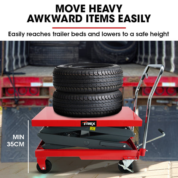 T Rex 300Kg Hydraulic High Lift Double Scissor Trolley 1.3M Max Platform Hgt Heavy Duty For Material Handling Other Material Handling